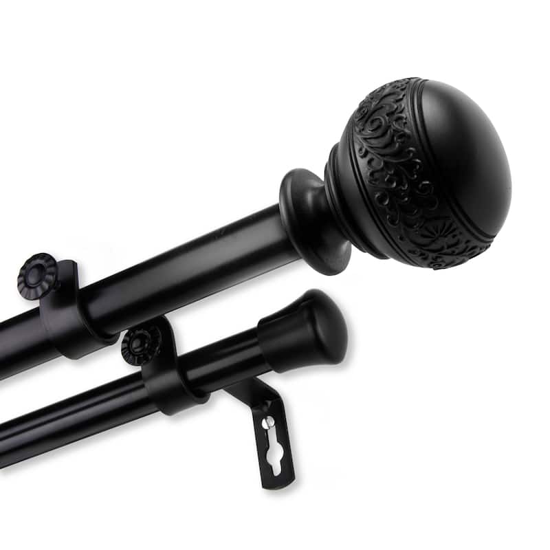 InStyleDesign Nadine Adjustable Double Curtain Rod - 48-84 inch - Black