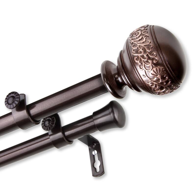InStyleDesign Nadine Adjustable Double Curtain Rod - 28-48 Inch - Cocoa