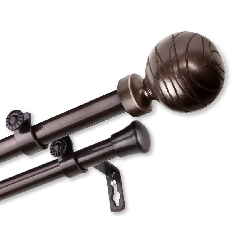 InStyleDesign Desmond Adjustable Double Curtain Rod - 28-48 Inch - Cocoa