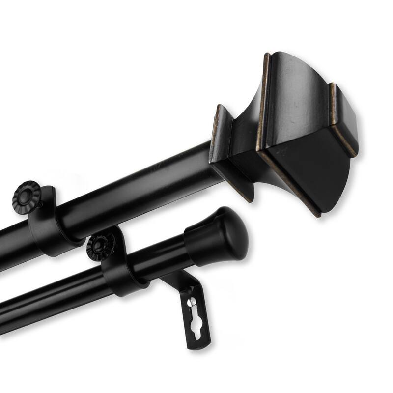 InStyleDesign Eugene Adjustable Double Curtain Rod - 48-84 inch - Black