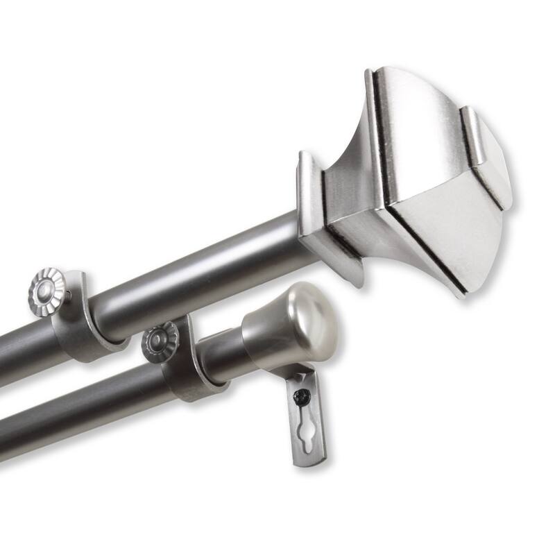 InStyleDesign Eugene Adjustable Double Curtain Rod - 48-84 inch - satin nickel