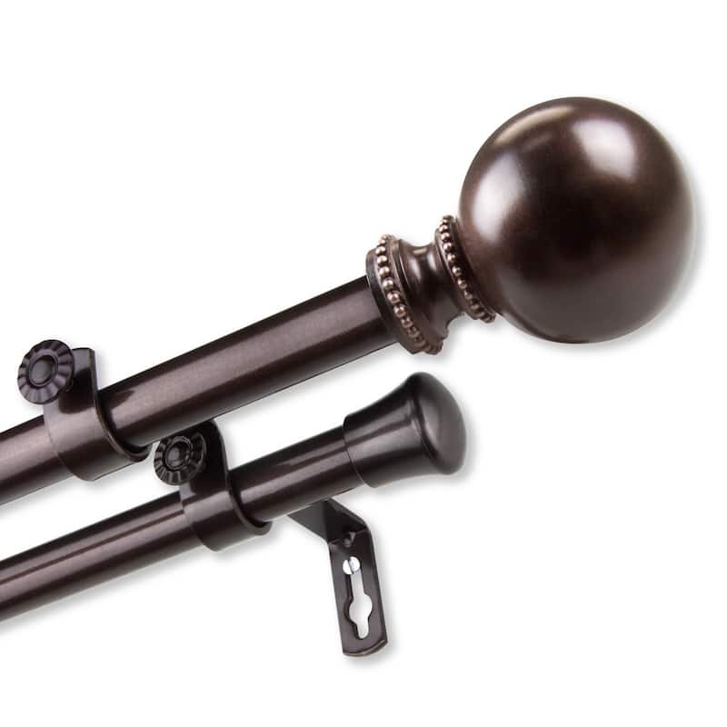 InStyleDesign Tegan Adjustable Double Curtain Rod - 66-120 inch - Cocoa