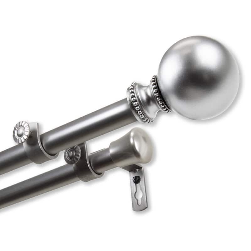 InStyleDesign Tegan Adjustable Double Curtain Rod - 120-170 inch - Satin Nickel