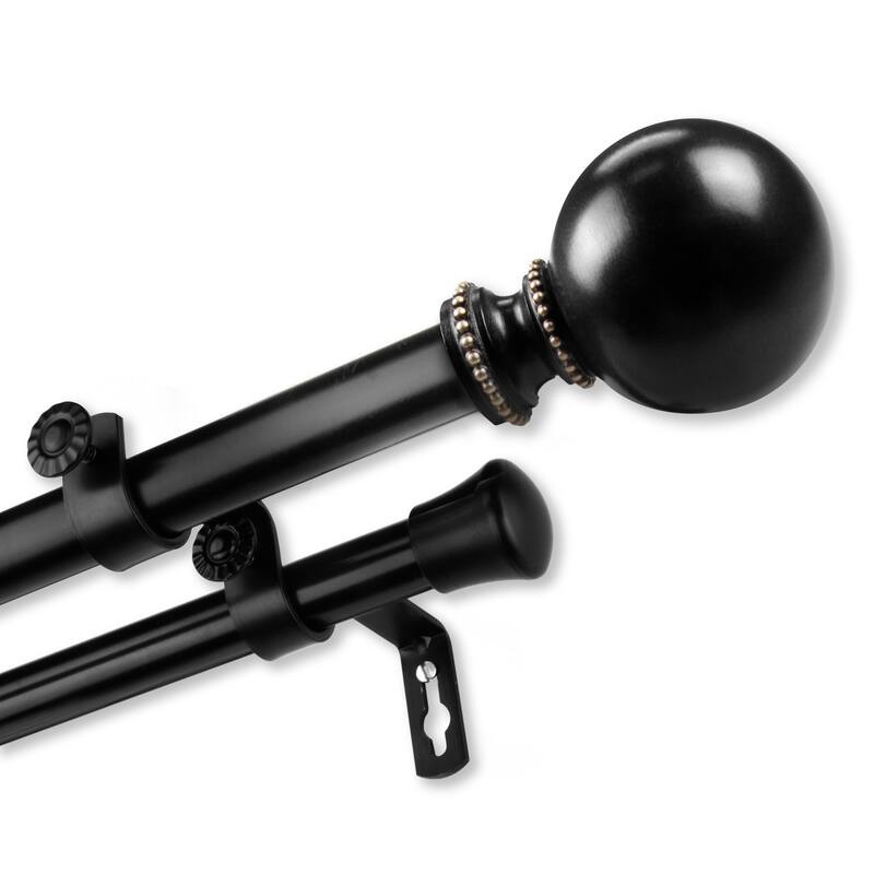 InStyleDesign Tegan Adjustable Double Curtain Rod - 48-84 inch - Black
