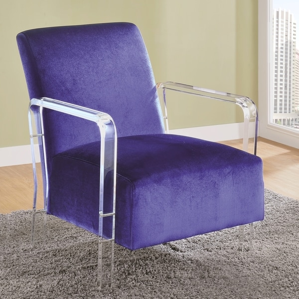 Shop Modern Design Blue Velvet Living Room Accent Chair ...