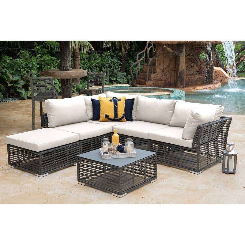 Panama Jack Graphite Aluminum 6-piece Sectional Set
