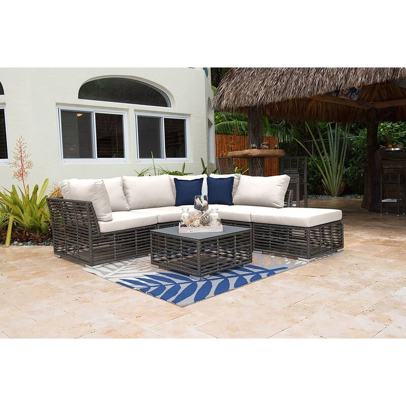 Panama Jack Graphite Aluminum 6-piece Sectional Set
