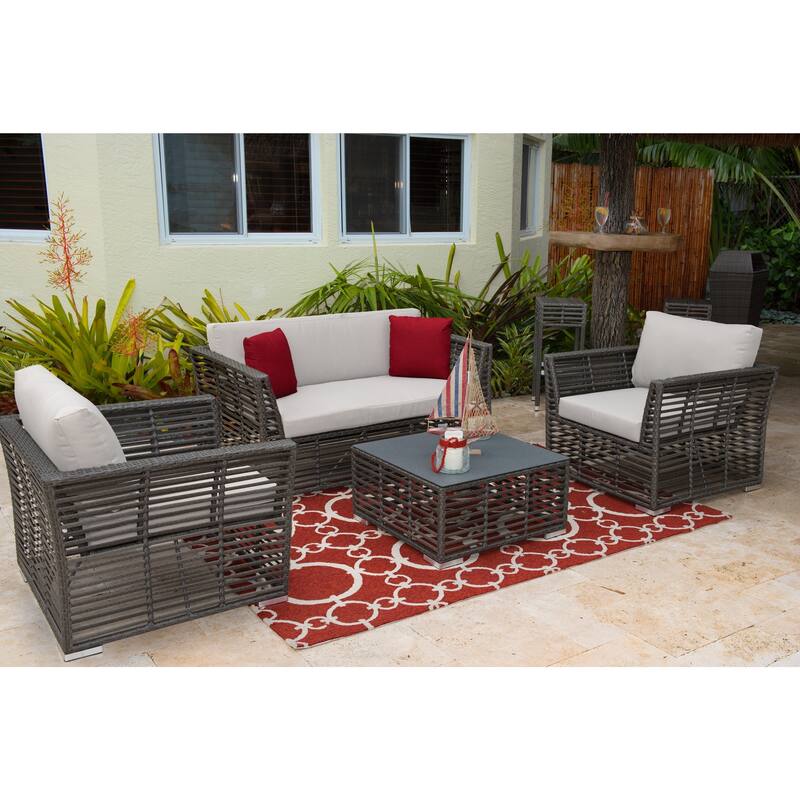 Panama Jack Graphite HDPE Synthetic Wicker 4-piece Living Set