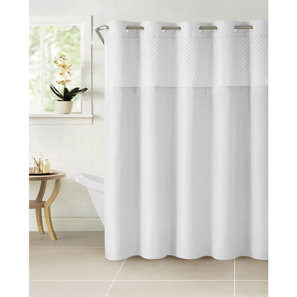 Conbo Mio Hookless Shower Curtain With Snap In Liner For Bathroom Waterproof Rus 