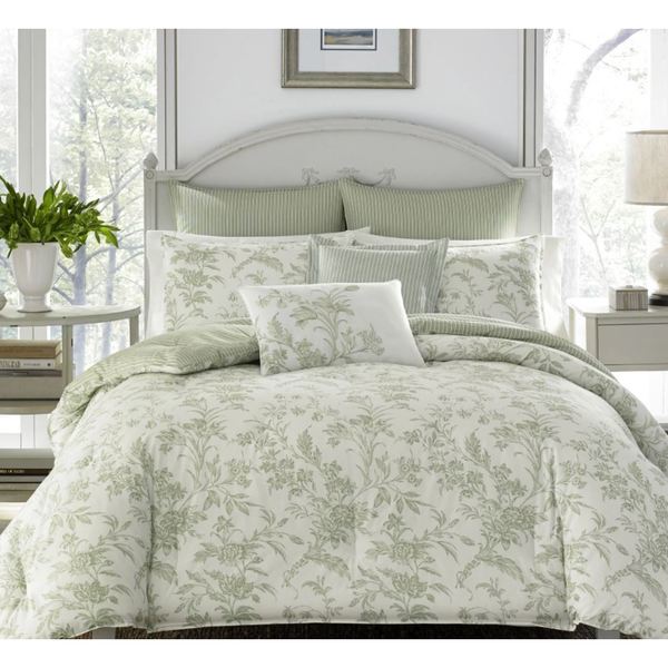 Laura Ashley Natalie Green Full/ Queen Size Comforter Bonus Set (As Is Item). Opens flyout.