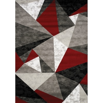 Plait Red/Grey/Black Pyramids Rug (5'3" x 7'7") - 5'3" x 7'7"