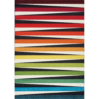 Stencil Colour Wheel Striped Rug (5'3" x 7'7") - 5'3" x 7'7"