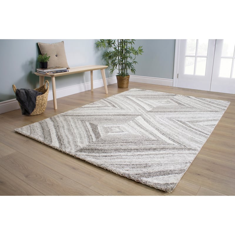 Sielle Grey Textured Diamonds Rug (7'10" x 10'10") - 7'10" x 10'10"