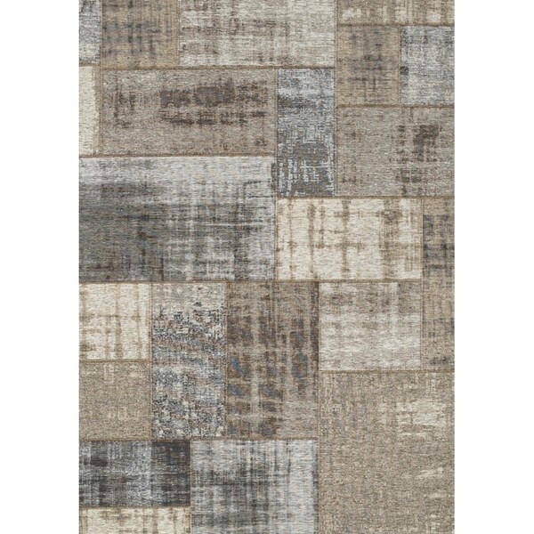 Curio Grey/Cream Vintage Patchwork Rug (7'6" x 10'10") - 7'6" x 10'10"