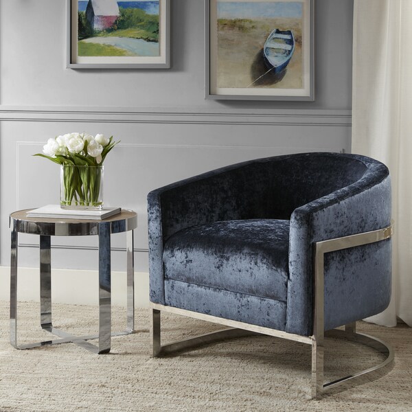 Madison Park Mateo Blue/ Chrome Accent Chair. Opens flyout.