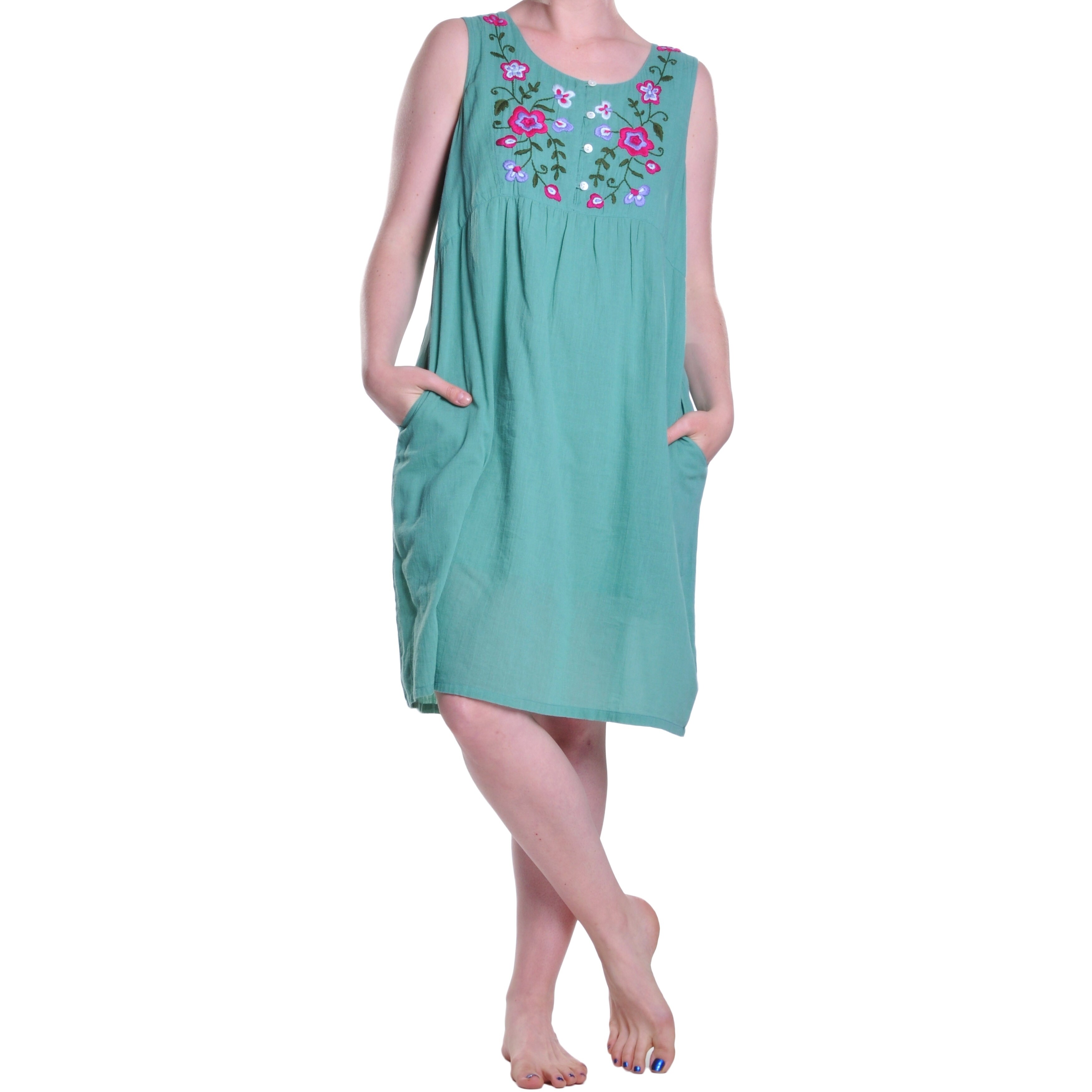 embroidered yoke dress