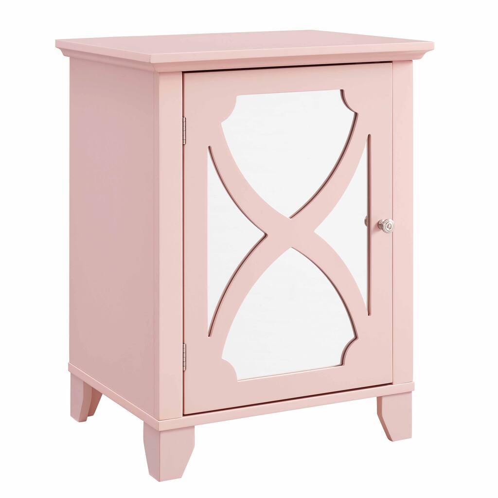Linon Winnie Rose Small Cabinet with Mirrored Door