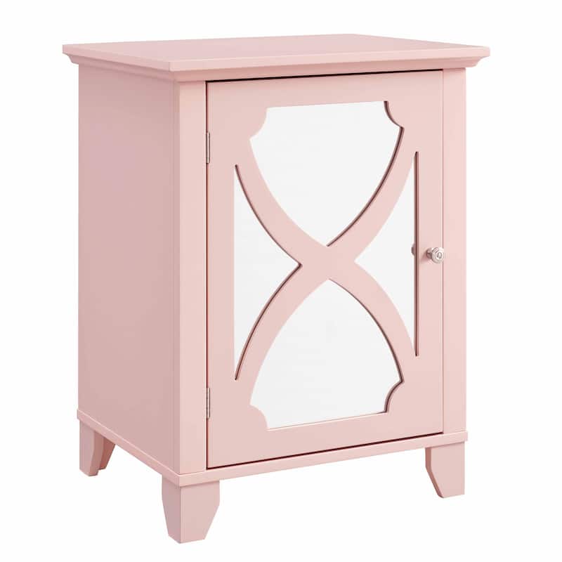 Linon Winnie Rose Small Cabinet with Mirrored Door