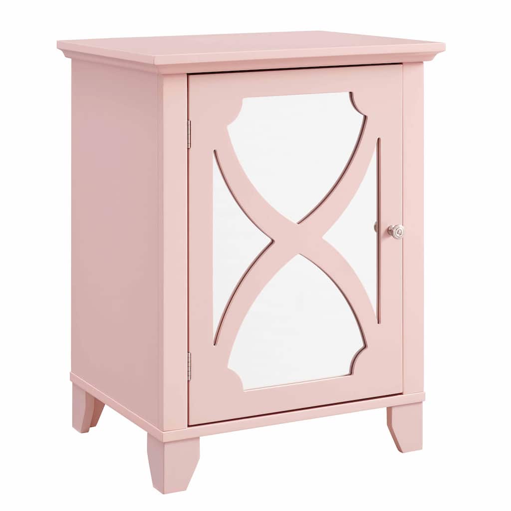 Linon Winnie Rose Small Cabinet with Mirrored Door
