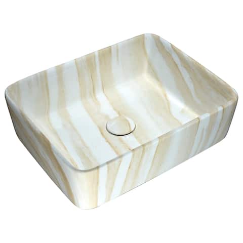 ANZZI Marbled Series Ceramic Vessel Sink in Marbled Cream Finish