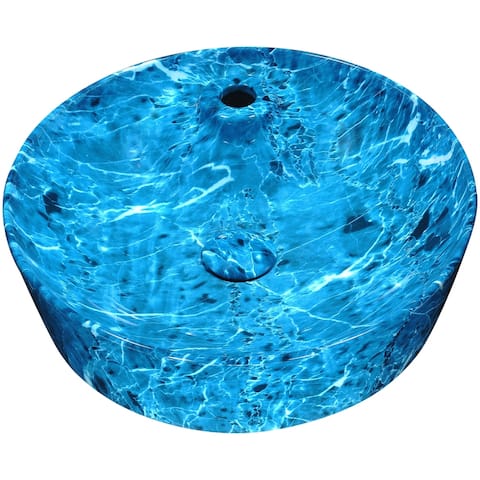 ANZZI Marbled Series Ceramic Vessel Sink in Marbled Ocean Finish
