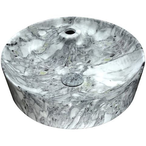 ANZZI Marbled Series Ceramic Vessel Sink in Marbled Snow Finish