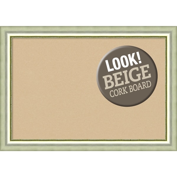 Framed Beige Cork Board, Vegas Curved Silver