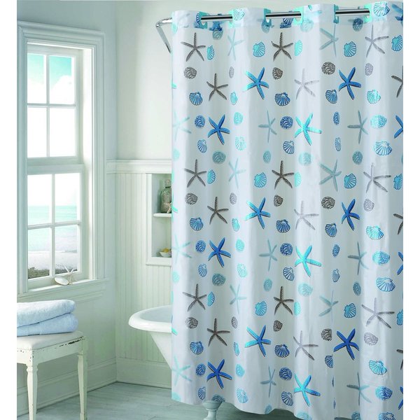 Shop Hookless EZ-ON Seashell Shower Curtain - Overstock - 16936154