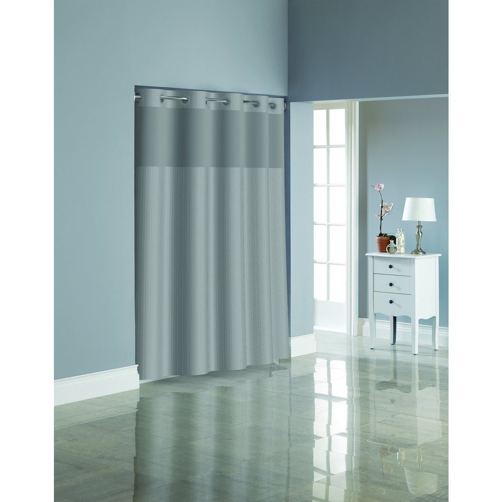 Herringbone Hookless Shower Bathroom Curtain 180cm 185cm