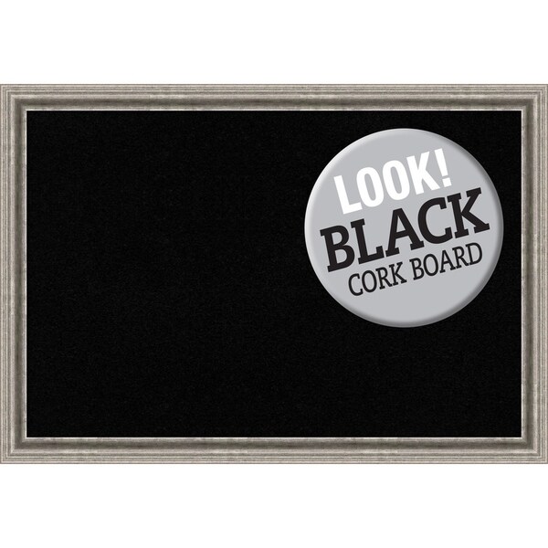 Framed Black Cork Board, Bel Volto Silver