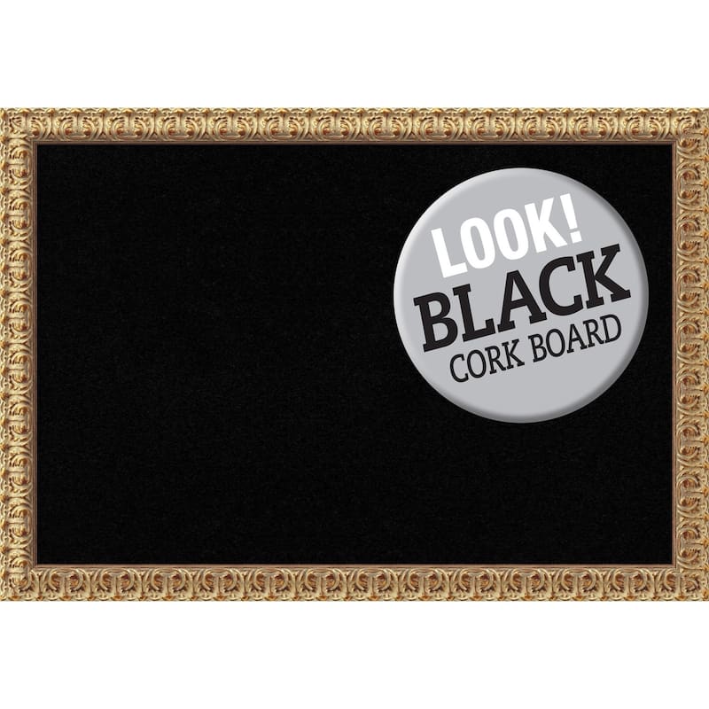 Framed Black Cork Board, Florentine Gold