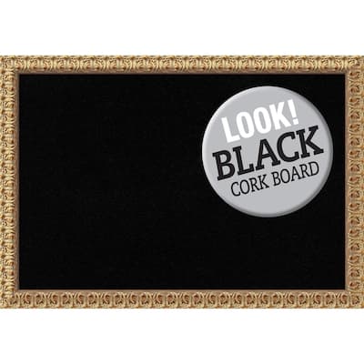 Framed Black Cork Board, Florentine Gold