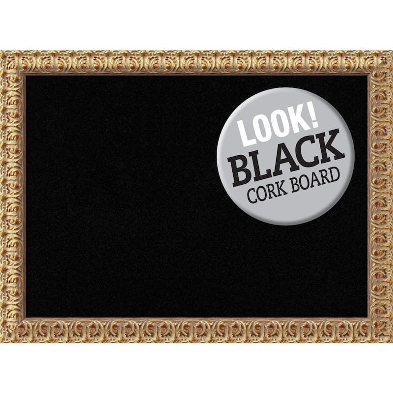 Framed Black Cork Board, Florentine Gold