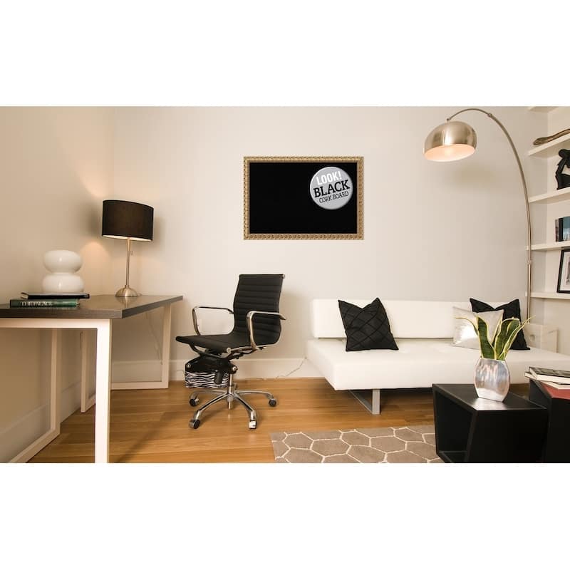 Framed Black Cork Board, Florentine Gold
