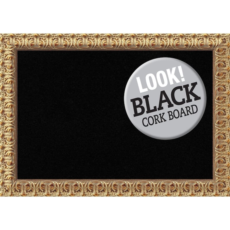 Framed Black Cork Board, Florentine Gold - medium - 28 x 20"