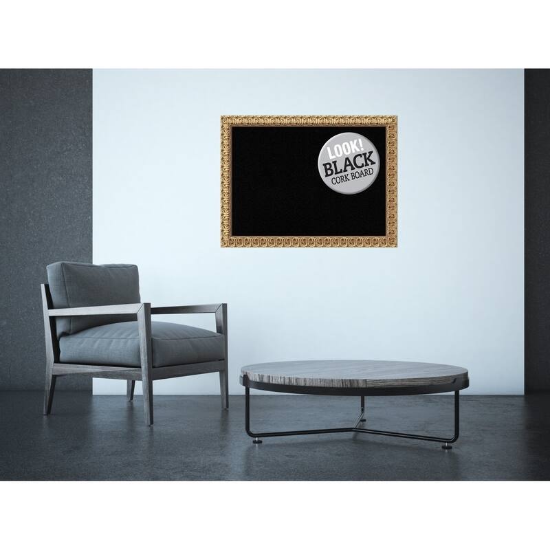 Framed Black Cork Board, Florentine Gold