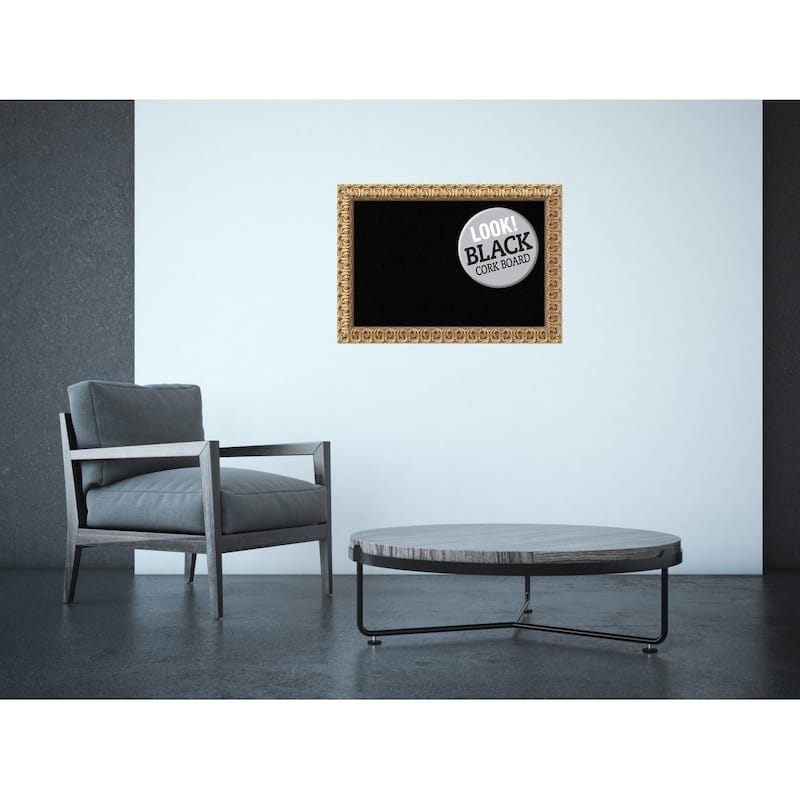 Framed Black Cork Board, Florentine Gold