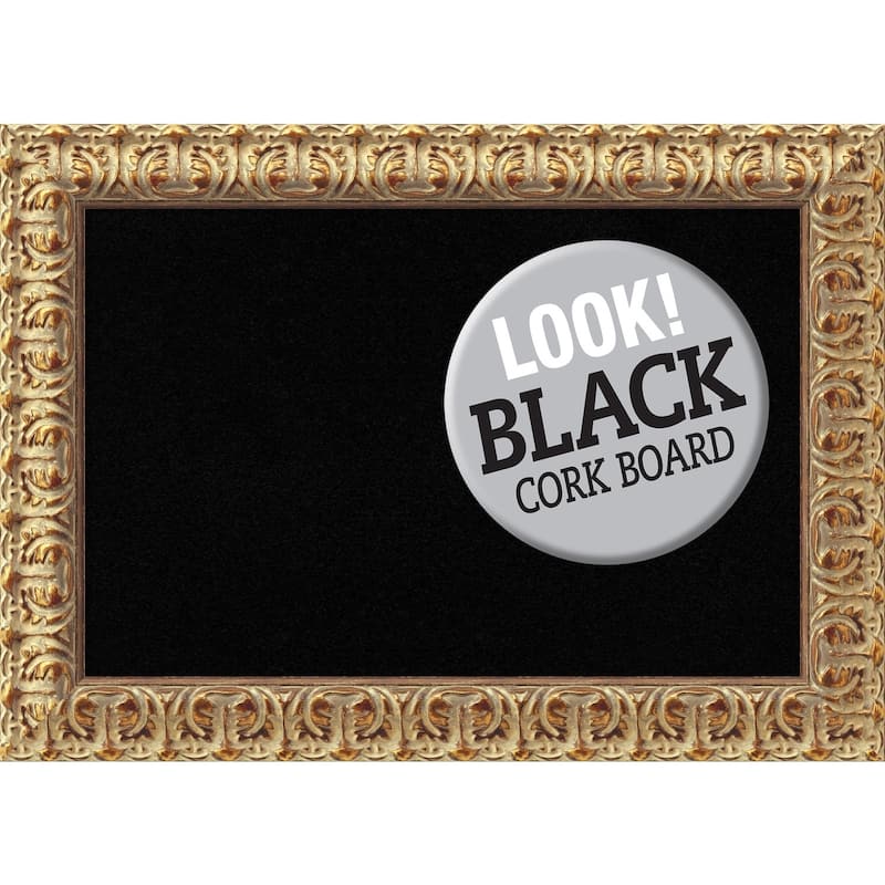 Framed Black Cork Board, Florentine Gold