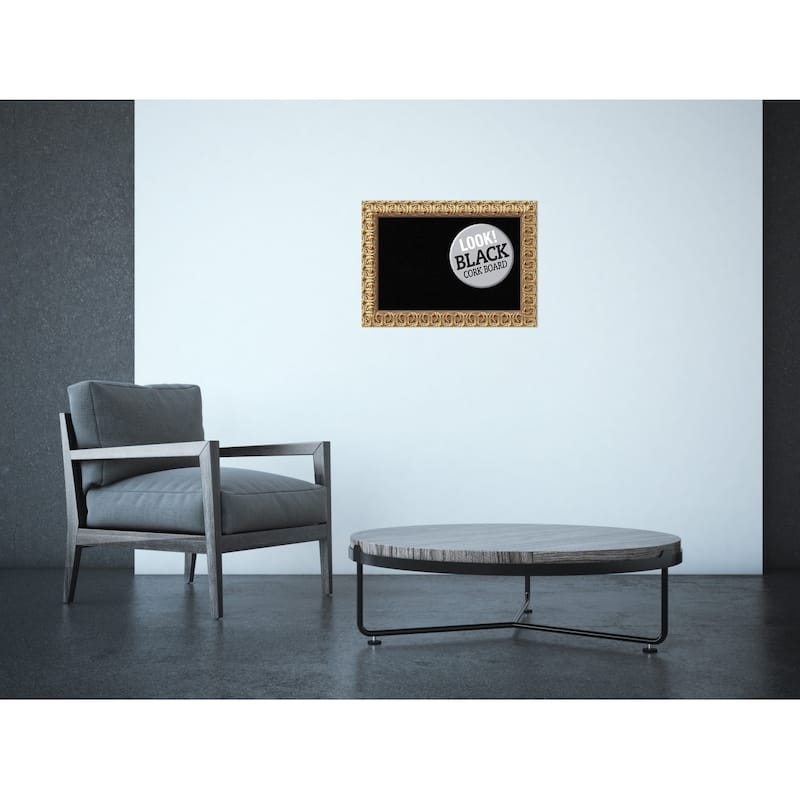 Framed Black Cork Board, Florentine Gold