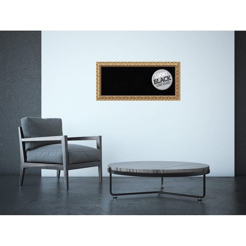 Framed Black Cork Board, Florentine Gold