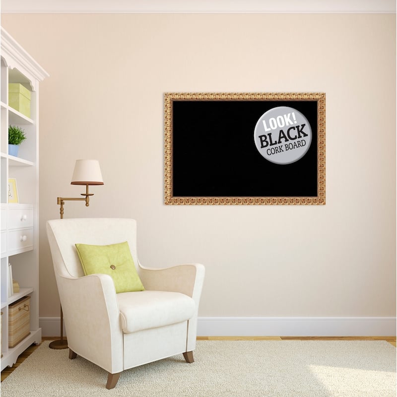 Framed Black Cork Board, Florentine Gold