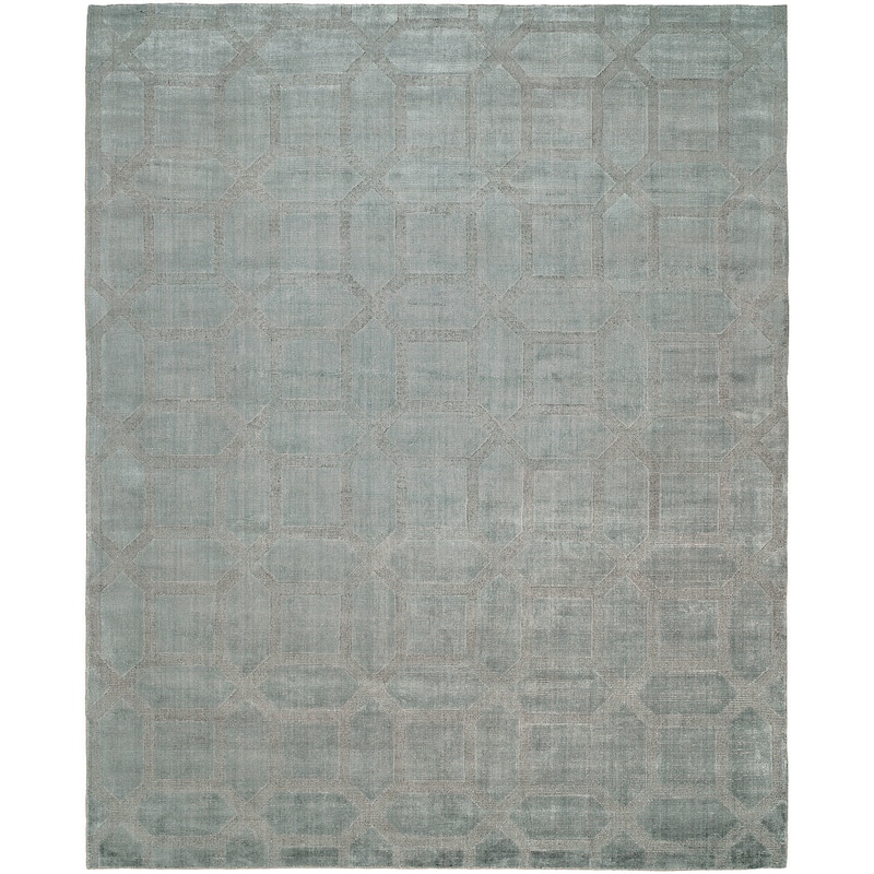 Crystal Blue and Grey Handmade Area Rug