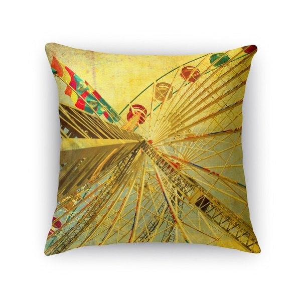 Kavka Designs yellow/ tan/ red/ green eyes skyward accent pillow with insert