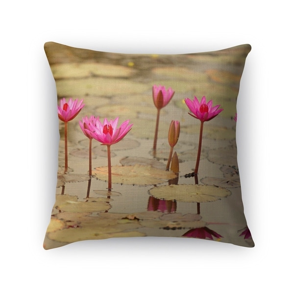 Kavka Designs pink/ green lotus accent pillow with insert