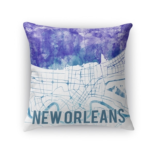 Kavka Designs blue/ purple/ white new orleans purple sunset front accent pillow with insert