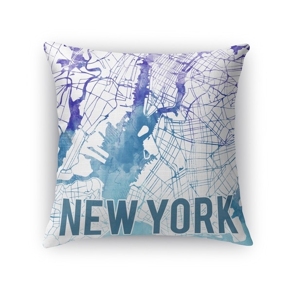 Kavka Designs blue/ purple/ white new york purple sunset front accent pillow with insert