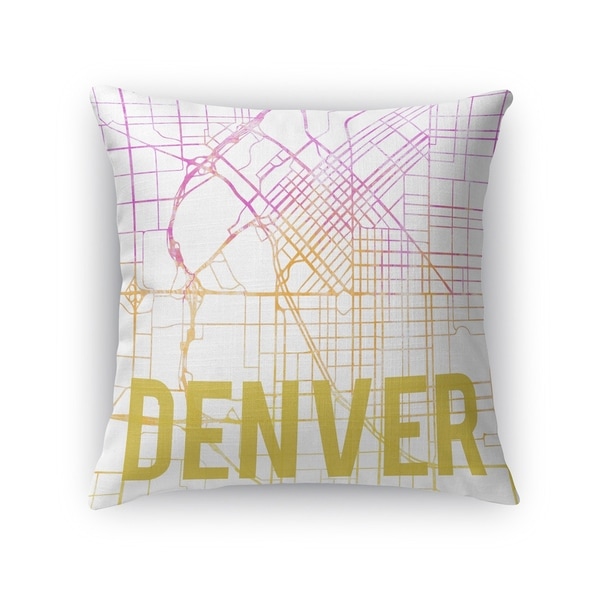 Kavka Designs pink/ purple/ gold/ white denver pink sunset front accent pillow with insert