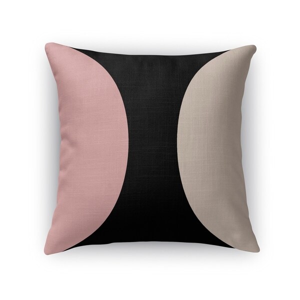 Kavka Designs pink/ black/ tan mod dot rose x accent pillow with insert
