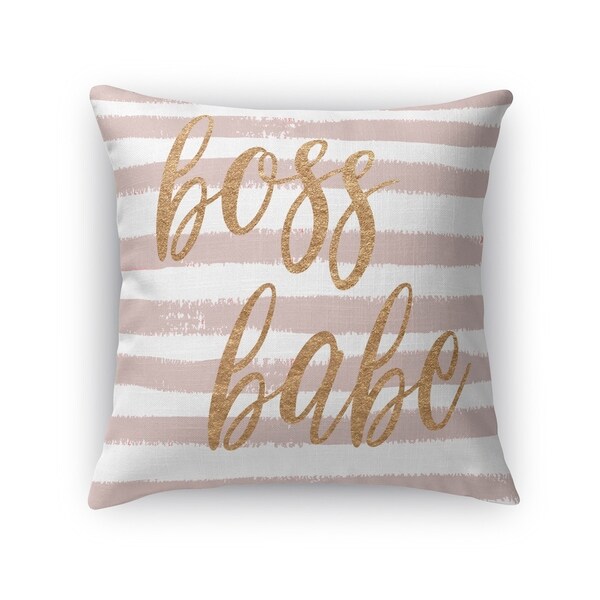 Kavka Designs pink/ white/ rose boss babe accent pillow with insert