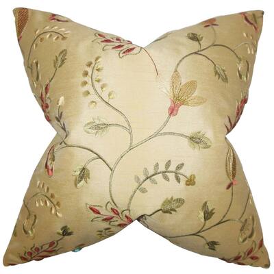 Denisha Floral Floor Pillow Gold